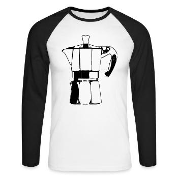 Espressomaschine schwarz - Unisex Baseballshirt langarm - Weiß/Schwarz - Vorne - Nik (191cm)