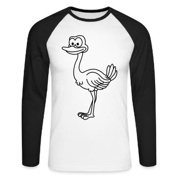 Strauss Comic Animal - Unisex Long Sleeve Baseball T-Shirt - white/black - Front - Nik (191cm)