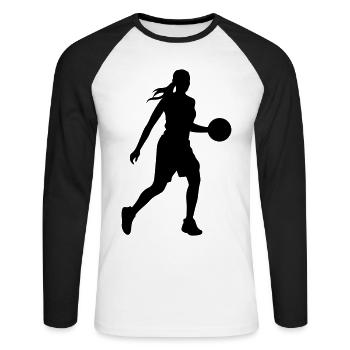Basketball Player Silhouette Basketball Player Fra - Unisex Long Sleeve Baseball T-Shirt - white/black - Front - Nik (191cm)