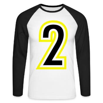2 Number College - Unisex Long Sleeve Baseball T-Shirt - white/black - Front - Nik (191cm)