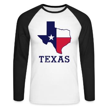 Texas (Texas) - T-shirt baseball manches longues Homme - blanc/noir - Devant - Nik (191cm)