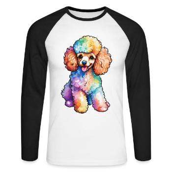 Aquarelles de caniche - T-shirt baseball manches longues Homme - blanc/noir - Devant - Nik (191cm)