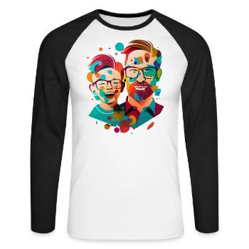 Father's Day - Father and Son - Unisex Long Sleeve Baseball T-Shirt - white/black - Front - Nik (191cm)