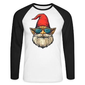 Funny garden gnome with sunglasses - Unisex Long Sleeve Baseball T-Shirt - white/black - Front - Nik (191cm)