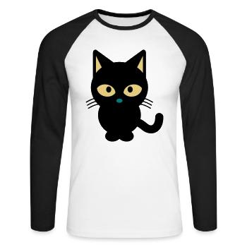 KATZE KATZEN STUBENTIGER HAUSTIER GESCHENK T-SHIRT - Unisex Baseballshirt langarm - Weiß/Schwarz - Vorne - Nik (191cm)