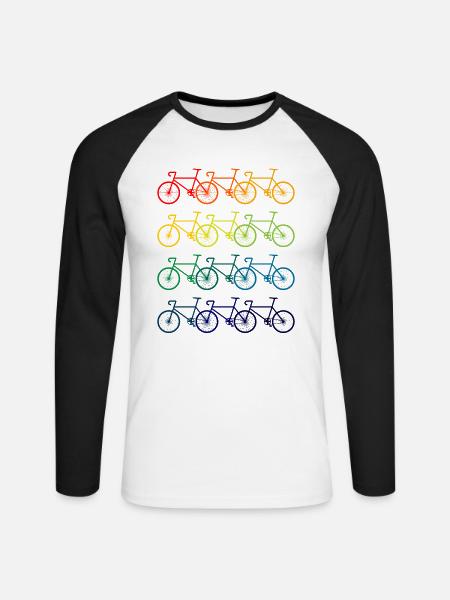 bunte Fahrräder - Unisex Baseballshirt langarm - Weiß/Schwarz