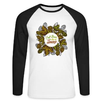 Houblon de bière artisanale - T-shirt baseball manches longues Homme - blanc/noir - Devant - Nik (191cm)