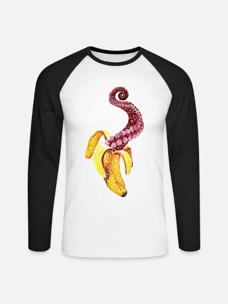 Wirbelnde Mutant-Banane - Unisex Baseballshirt langarm - Weiß/Schwarz