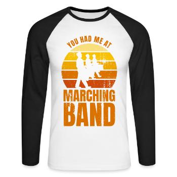 Marching bands joke - Unisex Long Sleeve Baseball T-Shirt - white/black - Front - Nik (191cm)