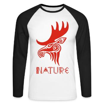 Red Elk Animal Totem - Unisex Long Sleeve Baseball T-Shirt - white/black - Front - Nik (191cm)