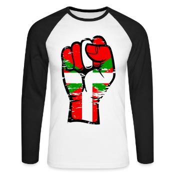 Basque flag fist used - Unisex Long Sleeve Baseball T-Shirt - white/black - Front - Nik (191cm)