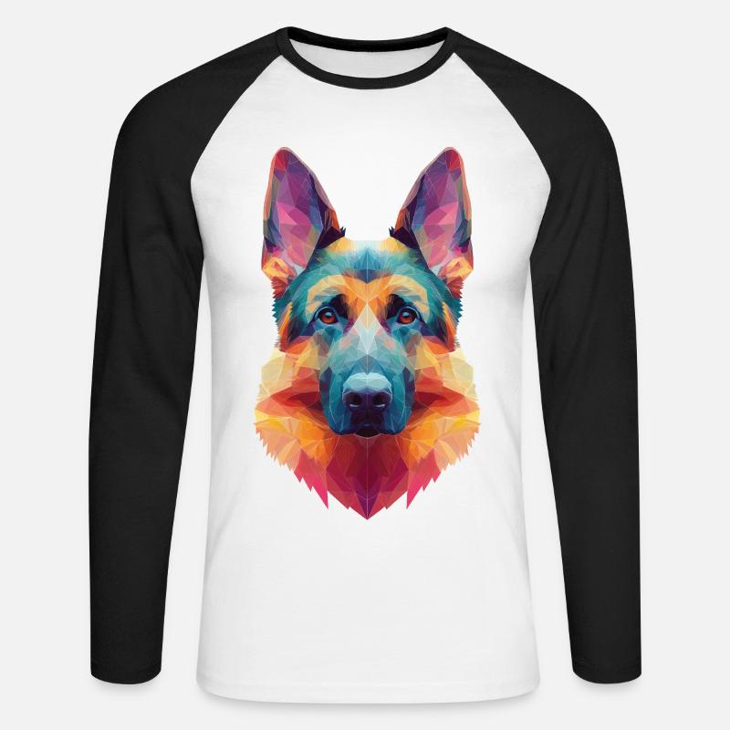 Schäferhund - Unisex Baseballshirt langarm - Weiß/Schwarz
