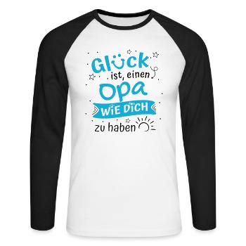 Glück Ist Einen Opa Wie Dich Zu Haben Geschenk Opa - Unisex Baseballshirt langarm - Weiß/Schwarz - Vorne - Nik (191cm)