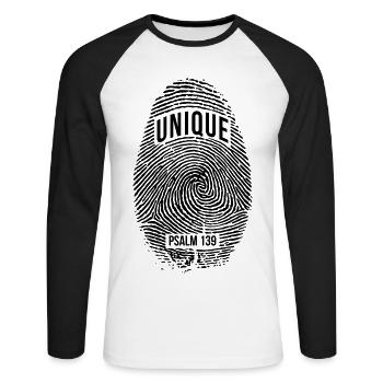 Unique - T-shirt baseball manches longues Homme - blanc/noir - Devant - Nik (191cm)