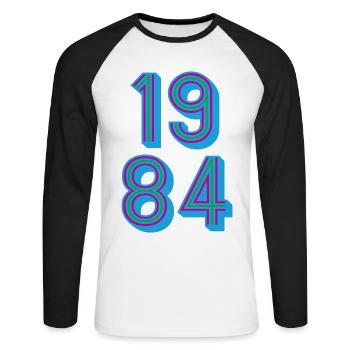 1984 Année de naissance | Couleurs changeantes - T-shirt baseball manches longues Homme - blanc/noir - Devant - Nik (191cm)