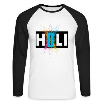 Festival Holi 2022 - T-shirt baseball manches longues Homme - blanc/noir - Devant - Nik (191cm)