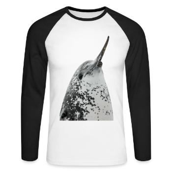 Narval - T-shirt baseball manches longues Homme - blanc/noir - Devant - Nik (191cm)