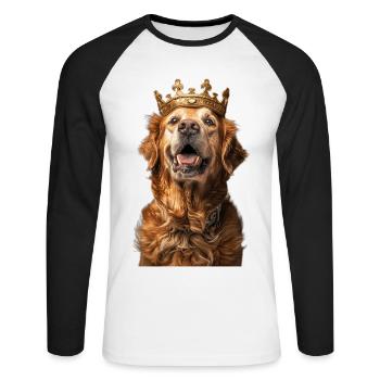 Golden retriever - T-shirt baseball manches longues Homme - blanc/noir - Devant - Nik (191cm)