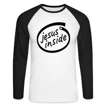 jesus inside - Nerd - Jesus4m3 - Unisex Long Sleeve Baseball T-Shirt - white/black - Front - Nik (191cm)