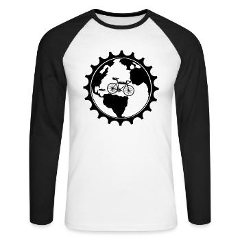 Mit Dem Fahrrad Um Die Welt - Unisex Baseballshirt langarm - Weiß/Schwarz - Vorne - Nik (191cm)