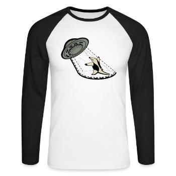 Tamandua Little anteater against UFO - Unisex Long Sleeve Baseball T-Shirt - white/black - Front - Nik (191cm)