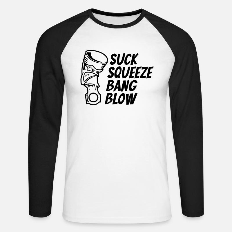 Mechanic Engine Piston - Unisex Baseballshirt langarm - Weiß/Schwarz