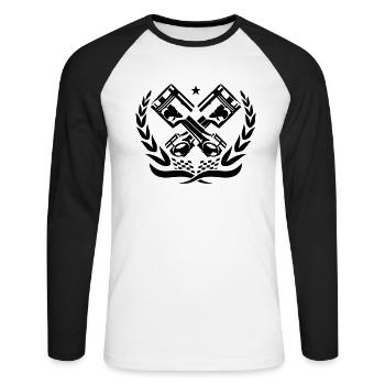 RACE PISTON - Unisex Baseballshirt langarm - Weiß/Schwarz - Vorne - Nik (191cm)