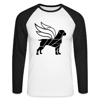 Rottweiler Angel with Wings Silhouette - Unisex Long Sleeve Baseball T-Shirt - white/black - Front - Nik (191cm)