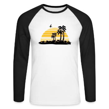 sunset - Unisex Baseballshirt langarm - Weiß/Schwarz - Vorne - Nik (191cm)