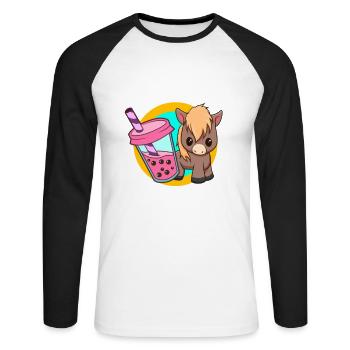 Bubble Tea Bubble Tee Mädchen Geschenk - Unisex Baseballshirt langarm - Weiß/Schwarz - Vorne - Nik (191cm)