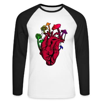 The Mushrooms life in the heart ♡ - Unisex Long Sleeve Baseball T-Shirt - white/black - Front - Nik (191cm)