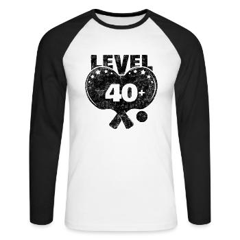 Ping-pong Niveau 40 + Raquettes de ping-pong seniors - T-shirt baseball manches longues Homme - blanc/noir - Devant - Nik (191cm)