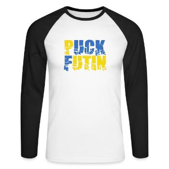 Puck Futin - Unisex Long Sleeve Baseball T-Shirt - white/black - Front - Nik (191cm)