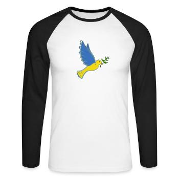 Support Ukraine with I stand with Ukraine - Unisex Long Sleeve Baseball T-Shirt - white/black - Front - Nik (191cm)