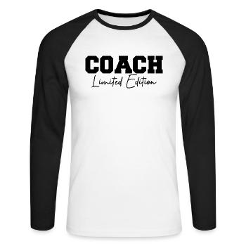 Coach - limited edition - Unisex Long Sleeve Baseball T-Shirt - white/black - Front - Nik (191cm)