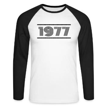 1977 Vintage 1977 48th Anniversary 1977 Retro 1977 - Unisex Long Sleeve Baseball T-Shirt - white/black - Front - Nik (191cm)
