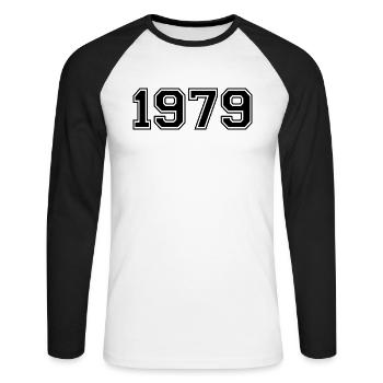1979 - T-shirt baseball manches longues Homme - blanc/noir - Devant - Nik (191cm)