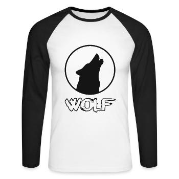 wolf - Unisex Long Sleeve Baseball T-Shirt - white/black - Front - Nik (191cm)