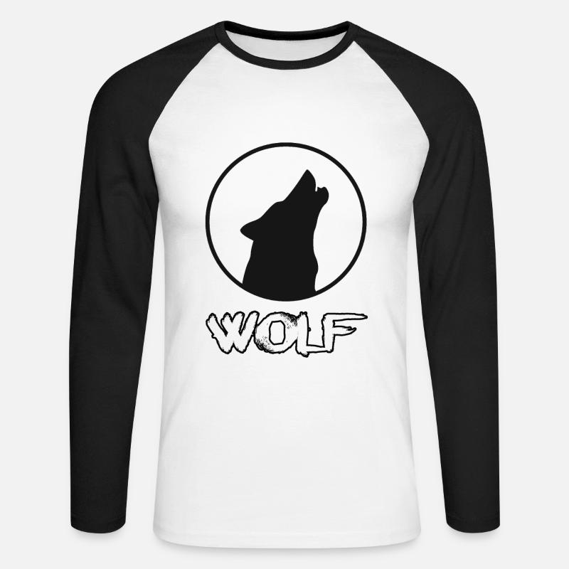 Wolf - Unisex Baseballshirt langarm - Weiß/Schwarz