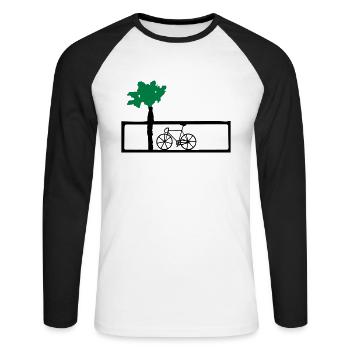 Fahrrand am Strand Vektor - Unisex Baseballshirt langarm - Weiß/Schwarz - Vorne - Nik (191cm)
