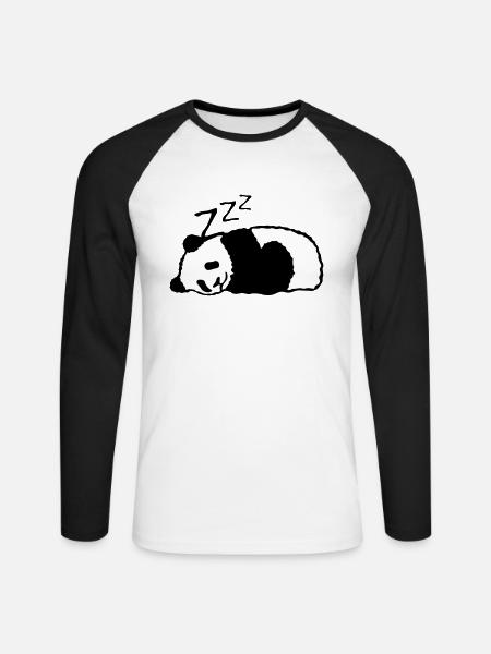 panda sleeps nap sleeping - Unisex Long Sleeve Baseball T-Shirt - white/black