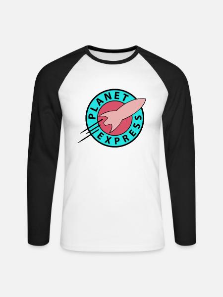 Futurama Planet Express Cool Retro - Unisex Baseballshirt langarm - Weiß/Schwarz