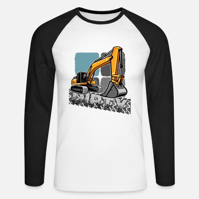 bagger "baggerfahrer gräbt löcher" - Unisex Baseballshirt langarm - Weiß/Schwarz