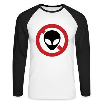 NO ALIENS - Unisex Long Sleeve Baseball T-Shirt - white/black - Front - Nik (191cm)