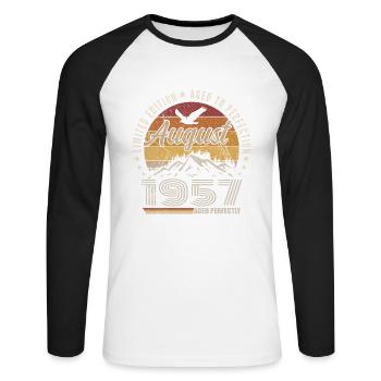 August 1957 Retro Anniversary August 1957 August 1957 - Unisex Long Sleeve Baseball T-Shirt - white/black - Front - Nik (191cm)