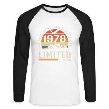 Cadeau Anniversaire 1978 - Vintage 1978 Rétro 1978 - T-shirt baseball manches longues Homme - blanc/noir - Devant - Nik (191cm)
