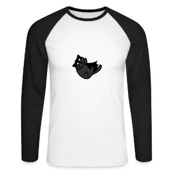 Batcat Witzige Katze - Unisex Baseballshirt langarm - Weiß/Schwarz - Vorne - Nik (191cm)