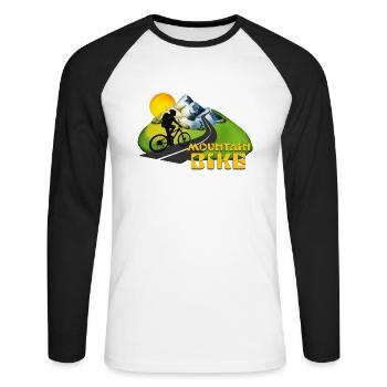 Mountainbike - Unisex Baseballshirt langarm - Weiß/Schwarz - Vorne - Nik (191cm)
