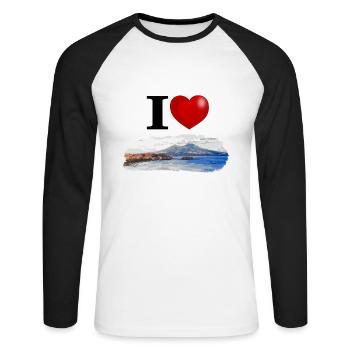I love Naples - Unisex Long Sleeve Baseball T-Shirt - white/black - Front - Nik (191cm)