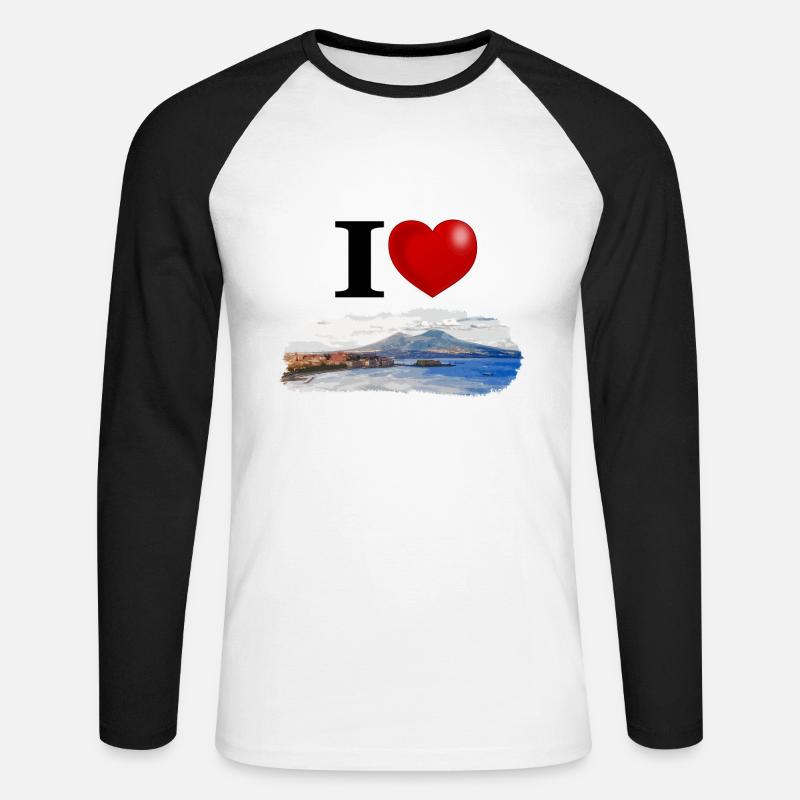 Ich liebe Neapel - Unisex Baseballshirt langarm - Weiß/Schwarz